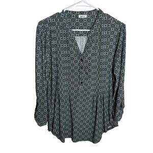 Westport Blouse Women's Large V-Neck Popover 3/4 Sleeve Printed Shirt Top